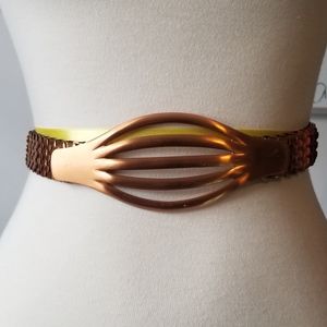 Solid Copper Elastic Fashion Belt Measurements In Photo.